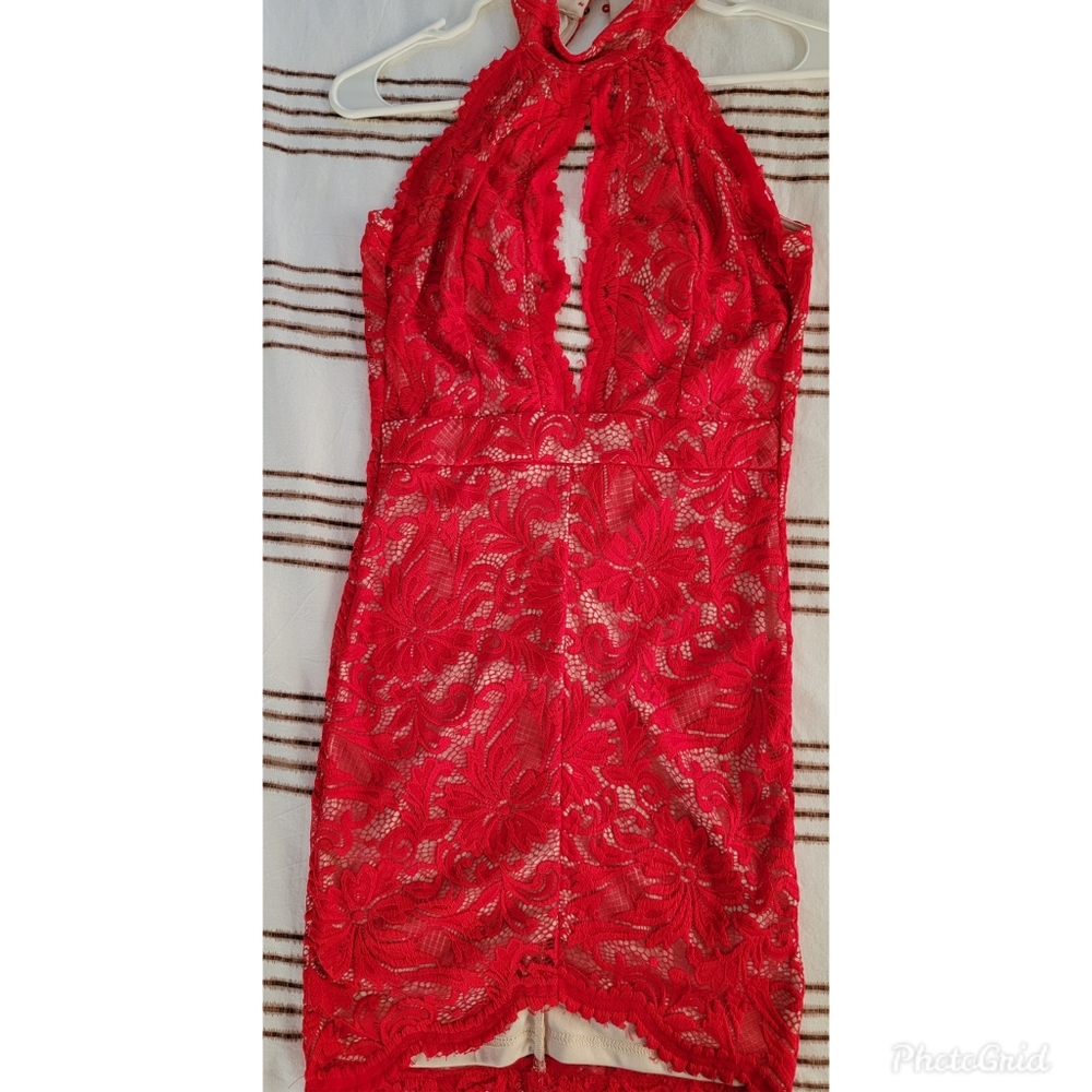 Privately Privileged red and cream dress small
